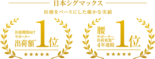 日本シグマックス 医療をベースにした確かな実績。医療機関向け関節サポーター出荷額1位。腰サポーター出荷枚数2年連続1位