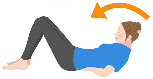 カールアップをしている女性のイラスト