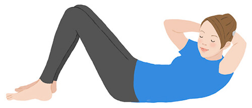 ツイストクランチをしている女性のイラスト