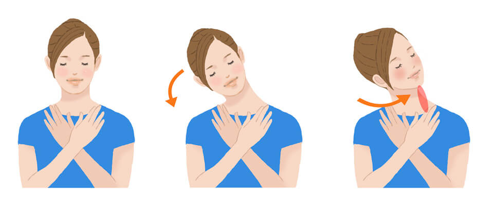 胸鎖乳突筋のストレッチのイラスト