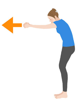 肩甲骨はがしのストレッチを行っている女性のイラスト