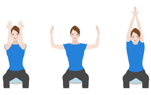 肩甲骨はがしのストレッチを行っている女性のイラスト