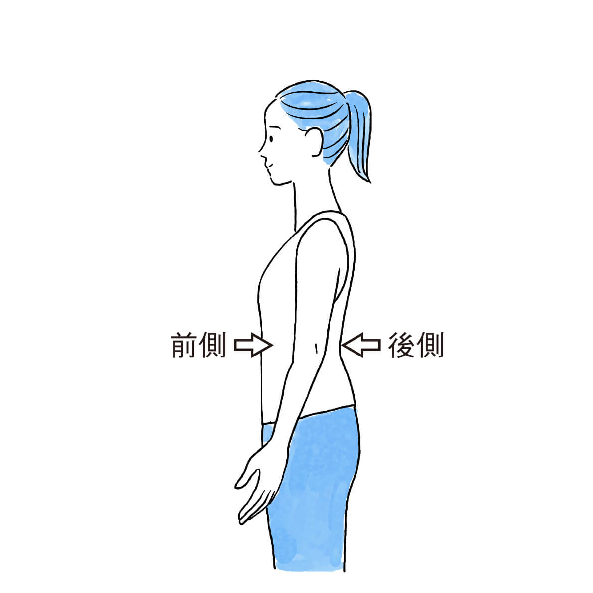 肘の前側と後側