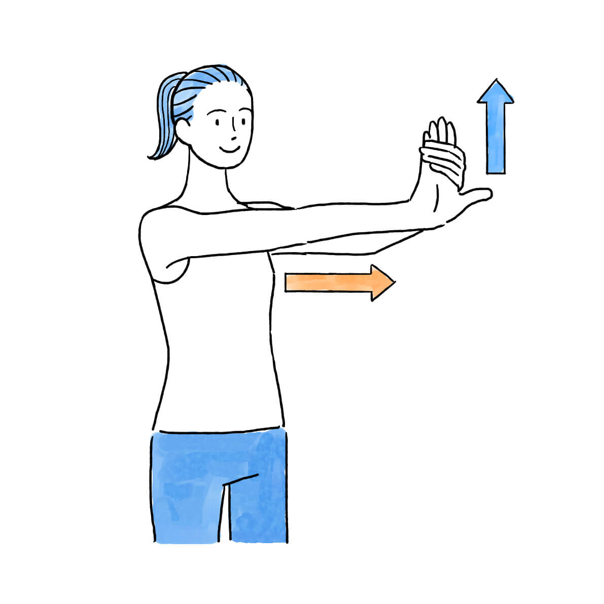 肘・手首の周りをほぐすストレッチ1