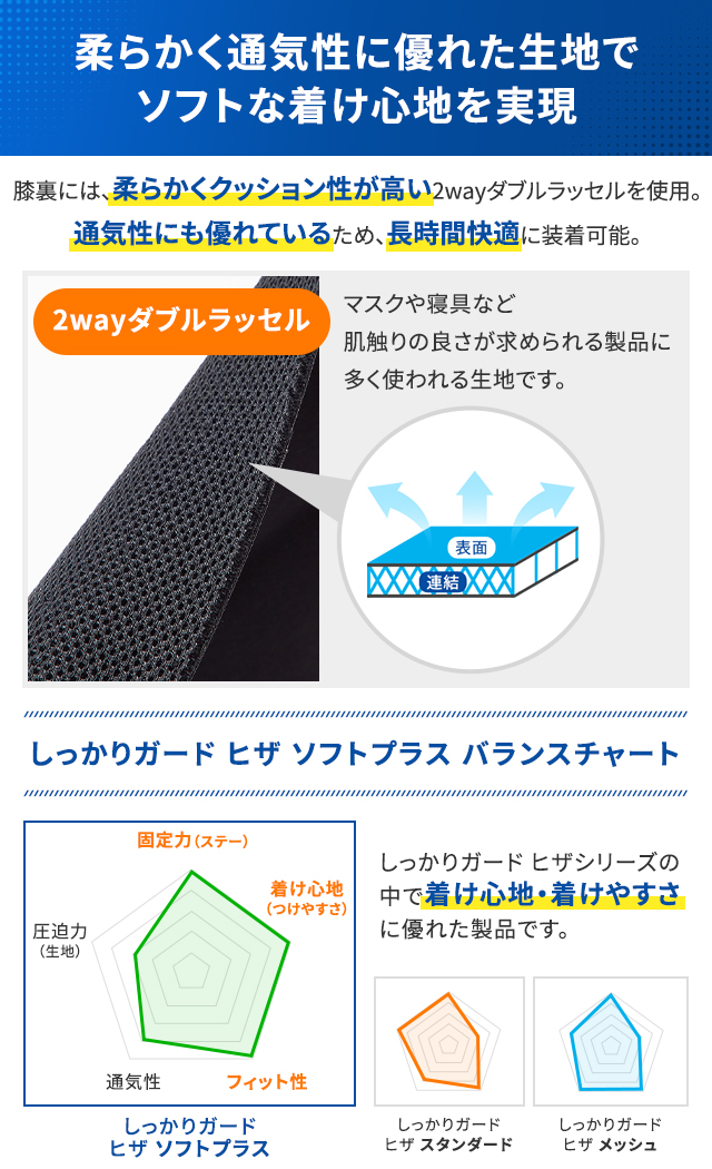 柔らかく通気性に優れた生地でソフトな着け心地を実現