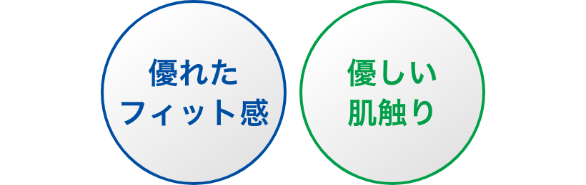 優れたフィット感・優しい肌触り